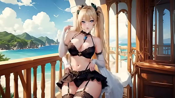 Horny blonde gets excited when she receives visitors on her bedroom balcony, she knows she’s very horny and would let herself be caught at any moment (Over 18) (Hentai Anime) (AI-generated)